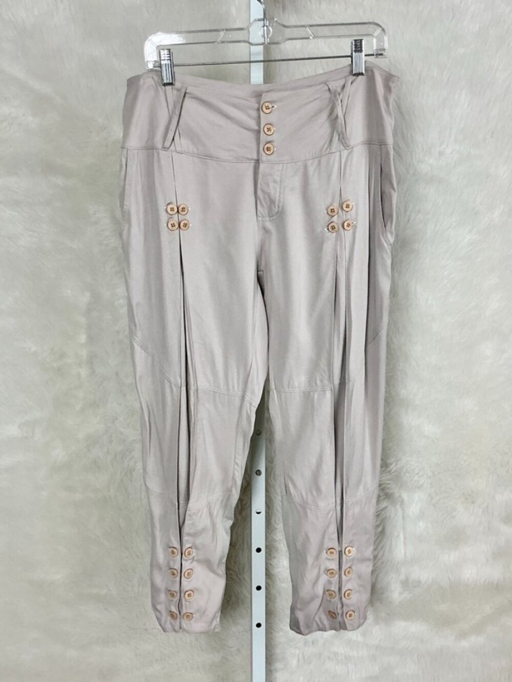 Dorina Vidoni Beige Khaki Button Tapered Ankle Pants Vidoni Size 3 US 32